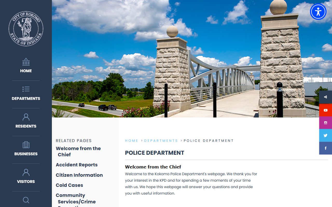 Kokomo Police Department homepage for arrest records