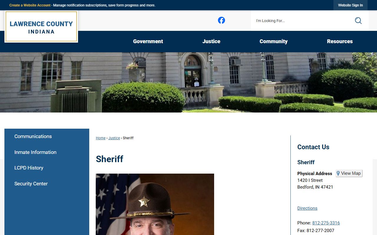 Lawrence County Sheriff's Office homepage for arrest records information