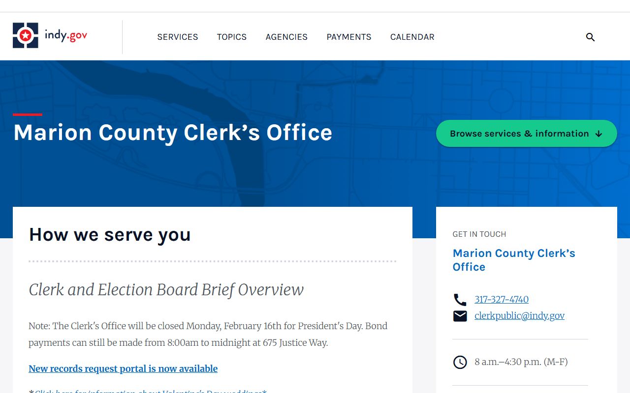 Marion County Clerk's Office page for arrest records