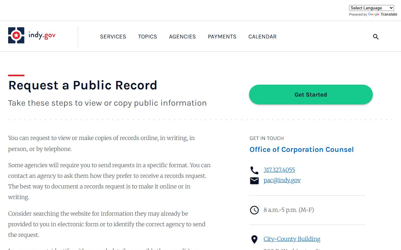 Indianapolis public records request portal for arrest records
