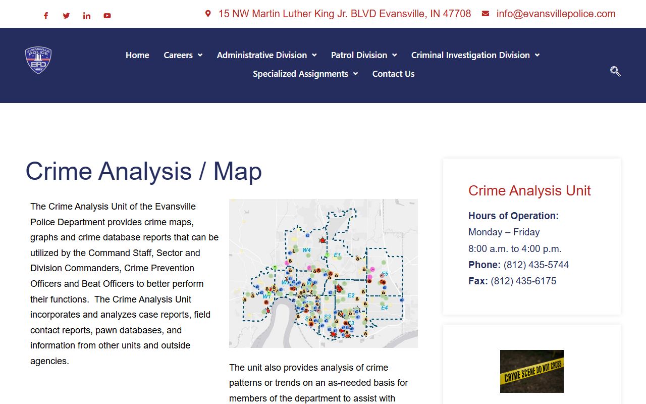 Evansville Police crime analysis map for arrest data