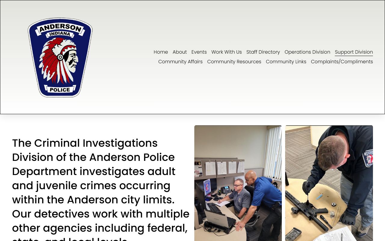 Anderson Police criminal investigations for arrest records