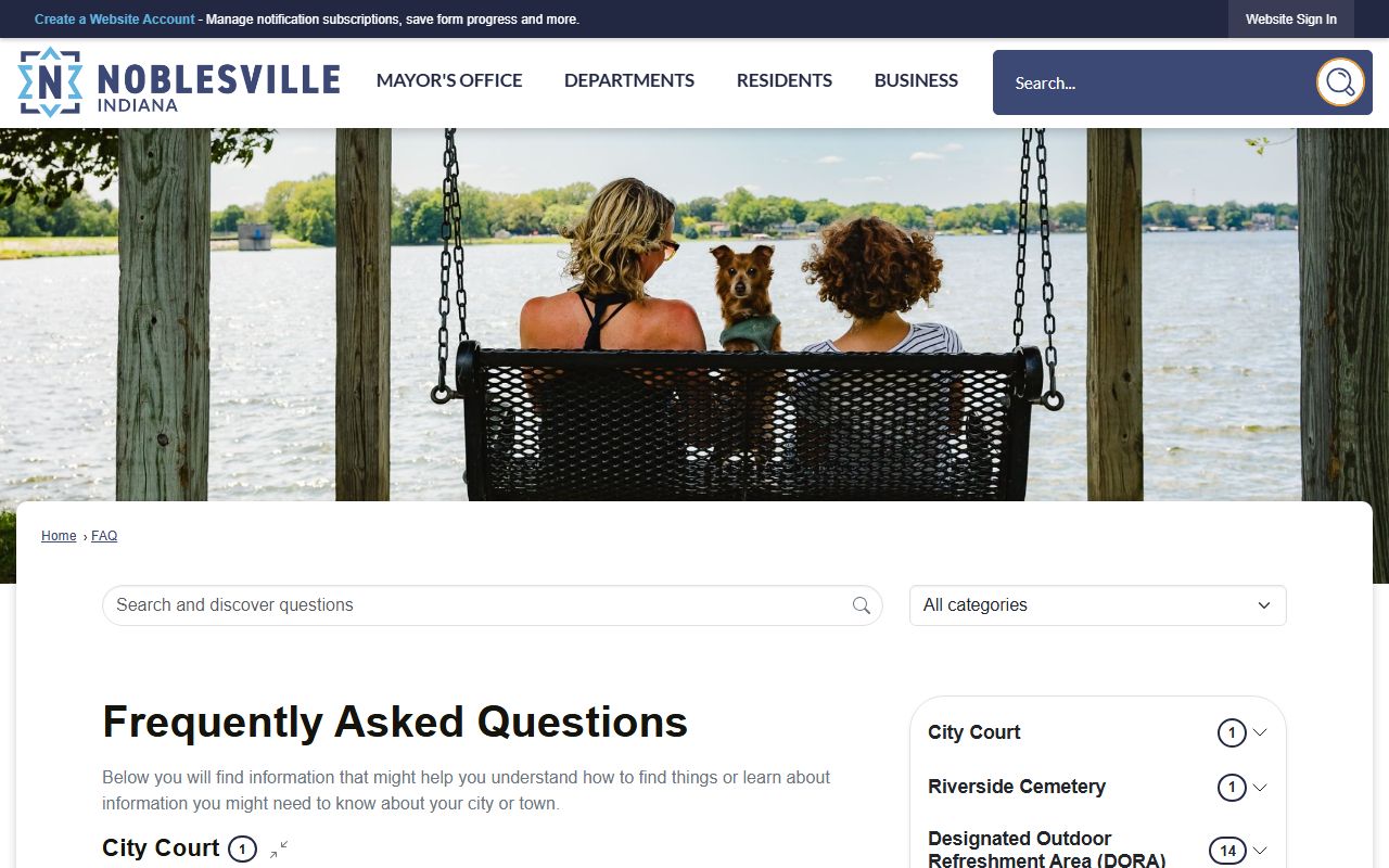 Noblesville FAQ page for arrest records and police services