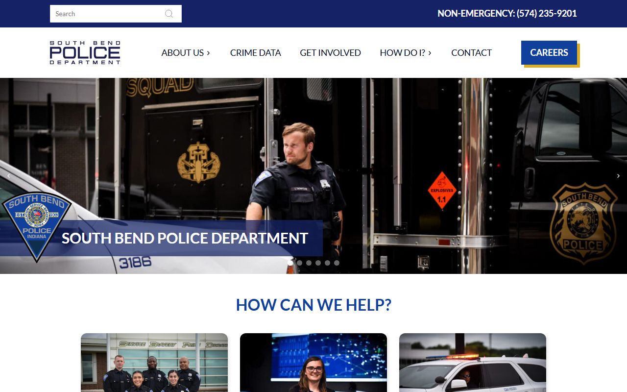 South Bend Police Department homepage for arrest records