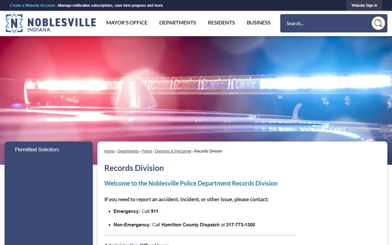 Noblesville Police Records Division for arrest record requests