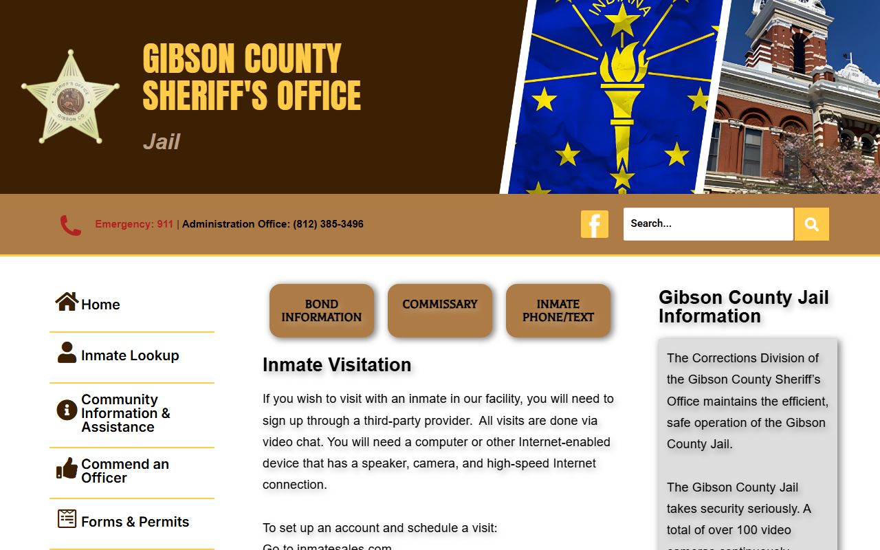 Gibson County jail information page for arrest records lookup