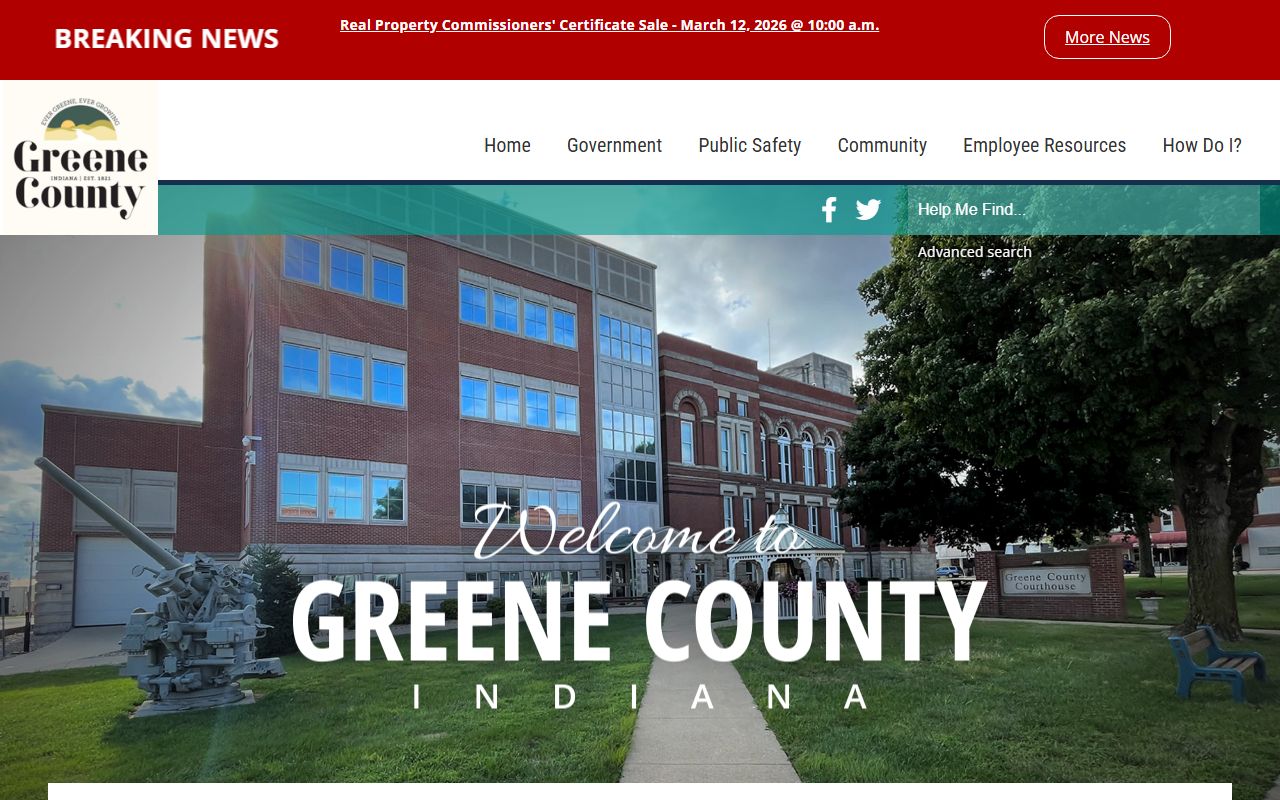 Greene County government homepage with links to arrest record services