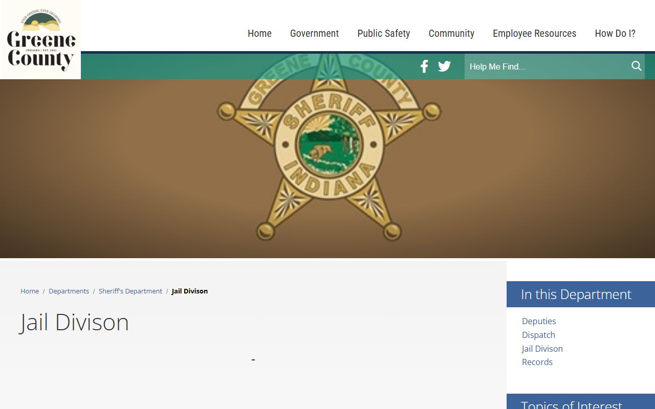 Greene County jail division page for arrest and booking records