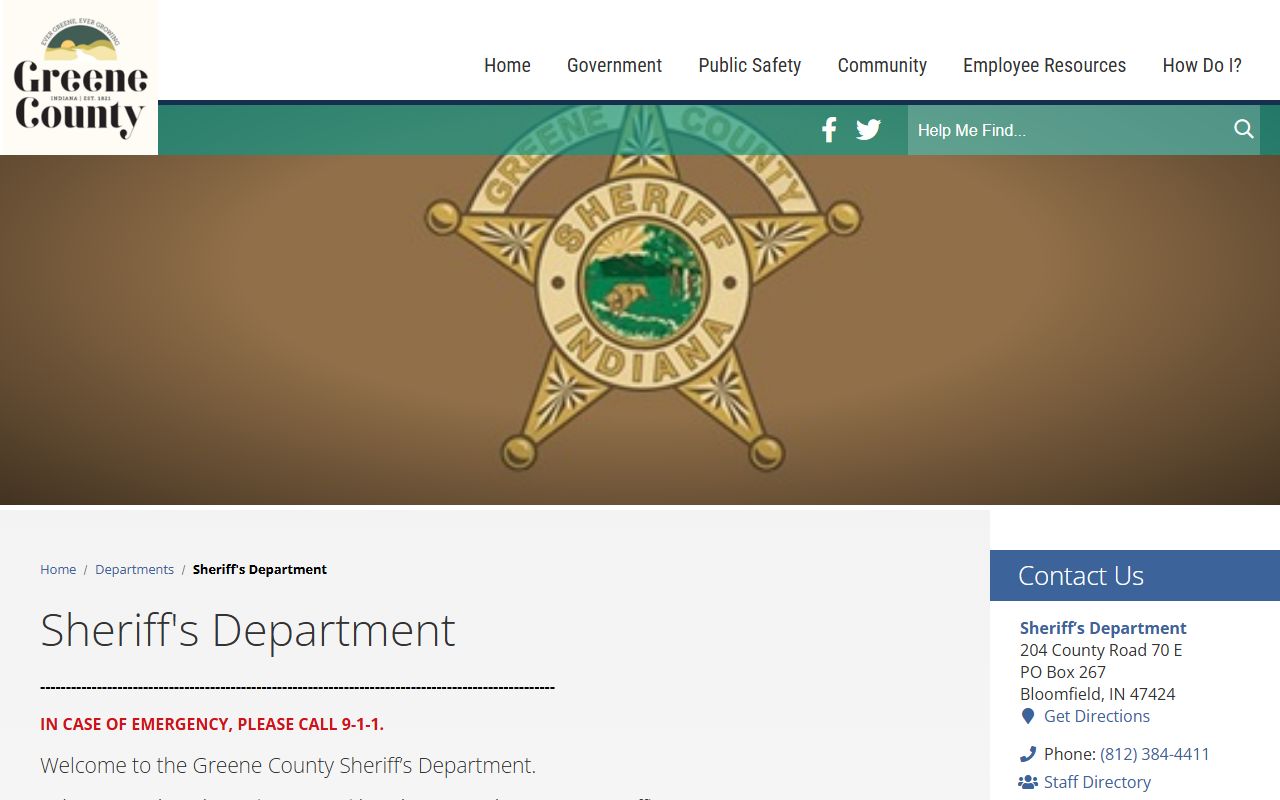 Greene County Sheriff's Department page for arrest records