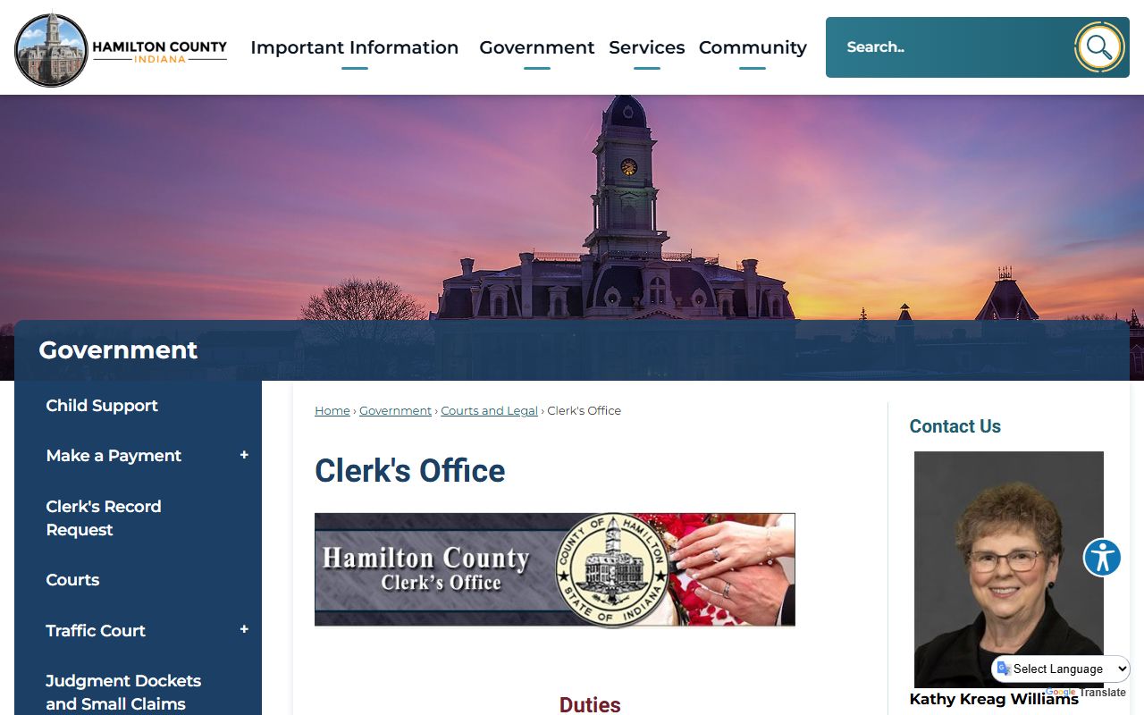 Hamilton County Clerk's Office page for court and arrest records