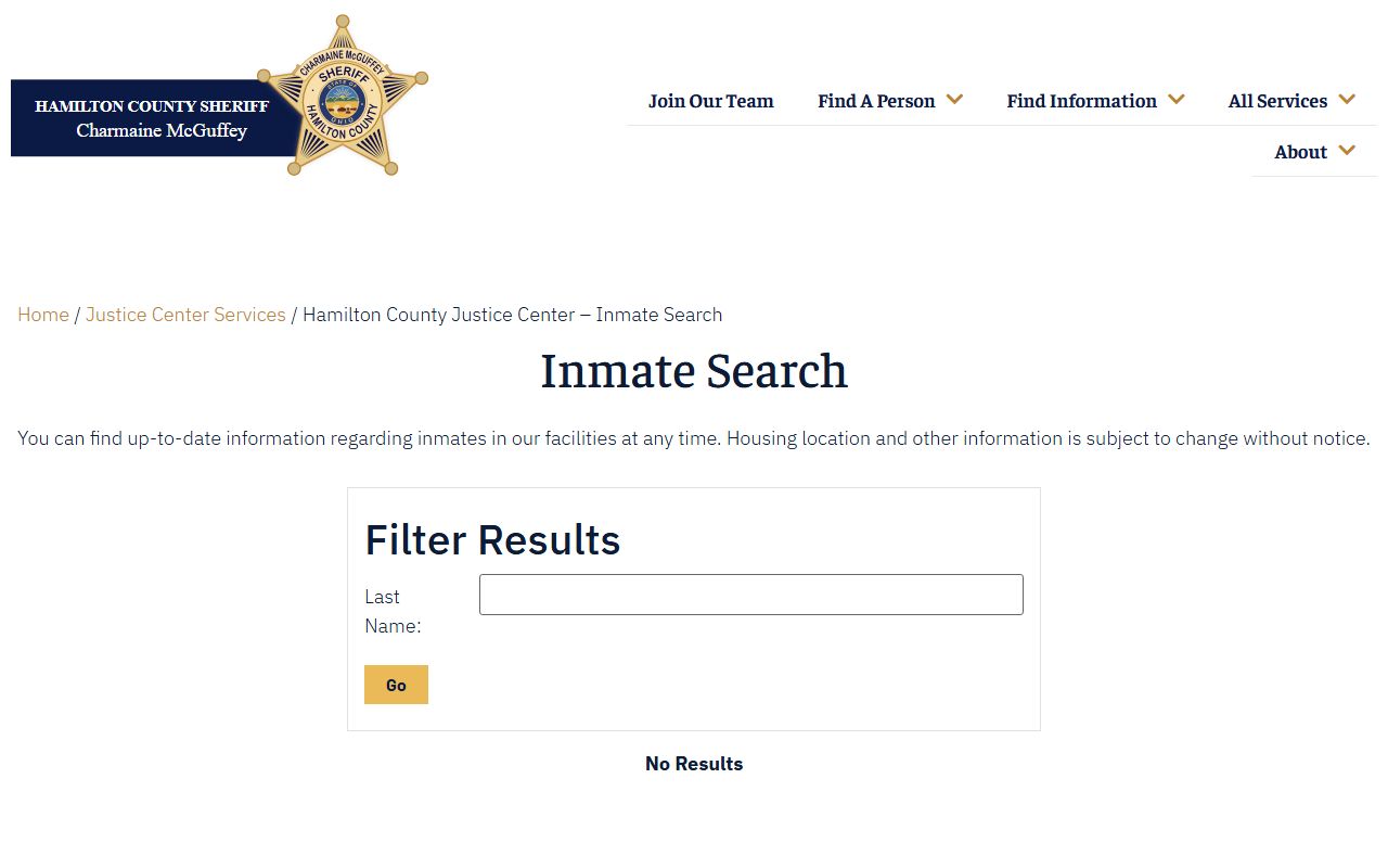 Hamilton County Sheriff's Office HCSO inmate search for arrest records