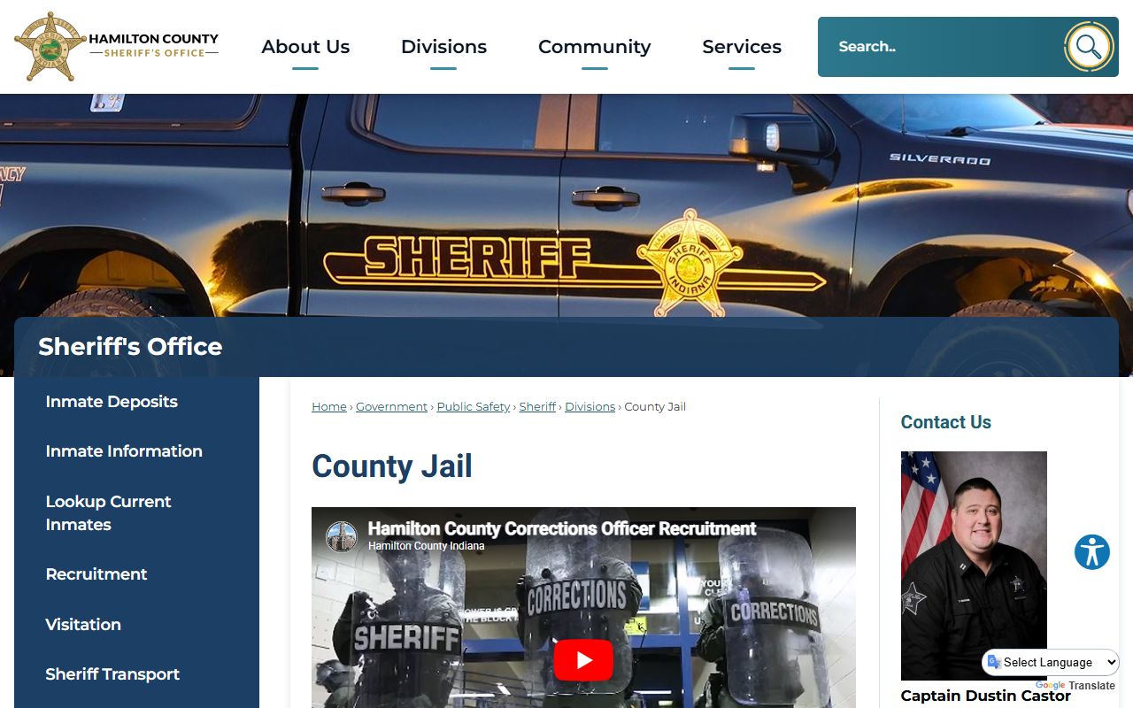 Hamilton County Jail information page for booking and arrest records