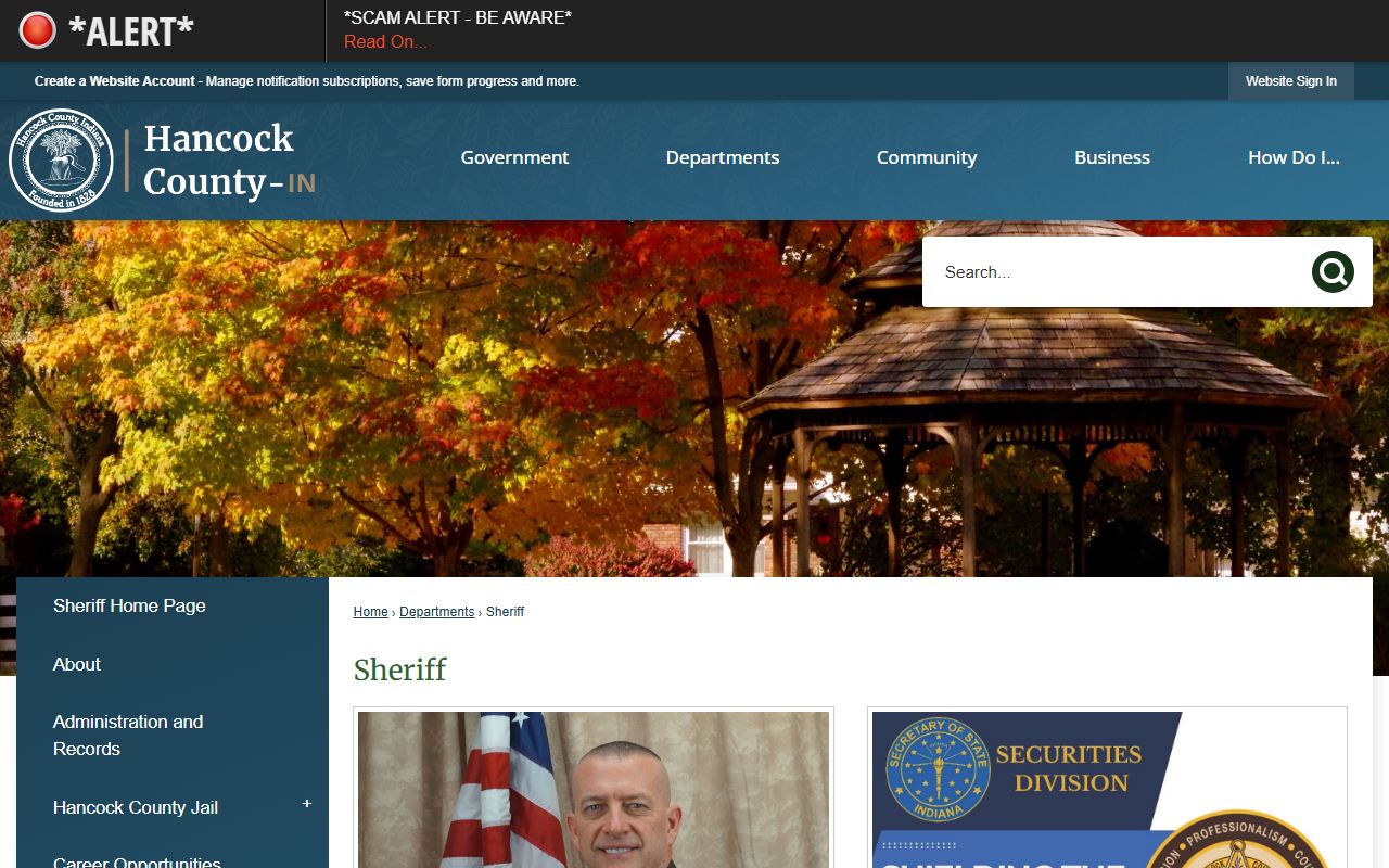 Hancock County Sheriff's Office page on the county government website