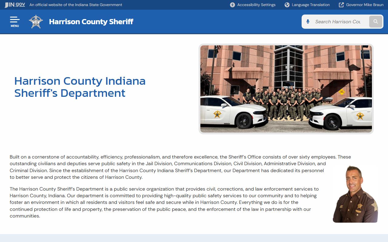 Indiana state page for Harrison County Sheriff's Office