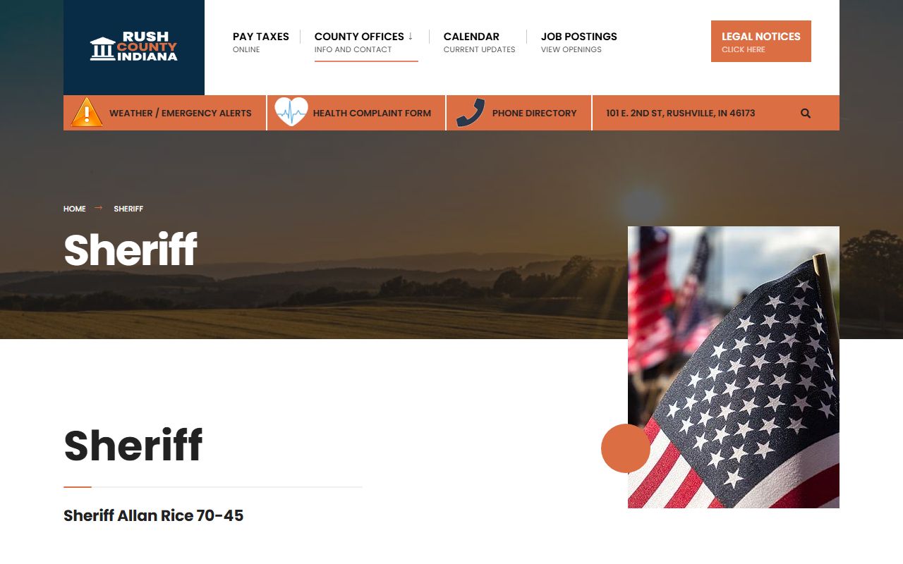 Rush County Sheriff's Office homepage for arrest records