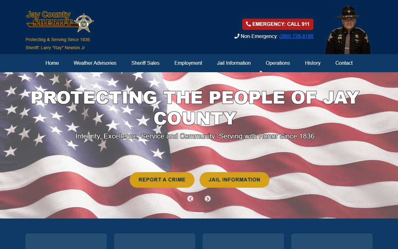 Jay County Sheriff's Office homepage for arrest records