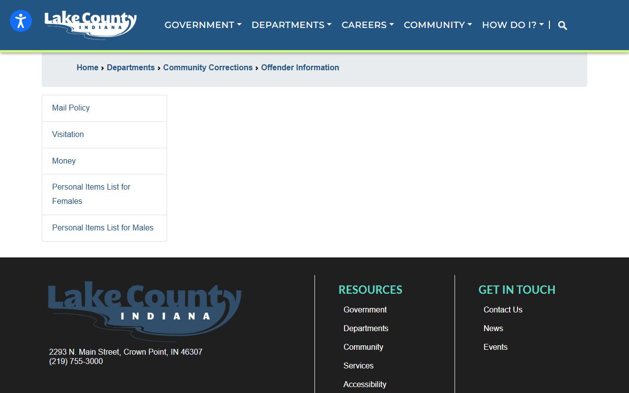 Lake County offender information portal for community corrections