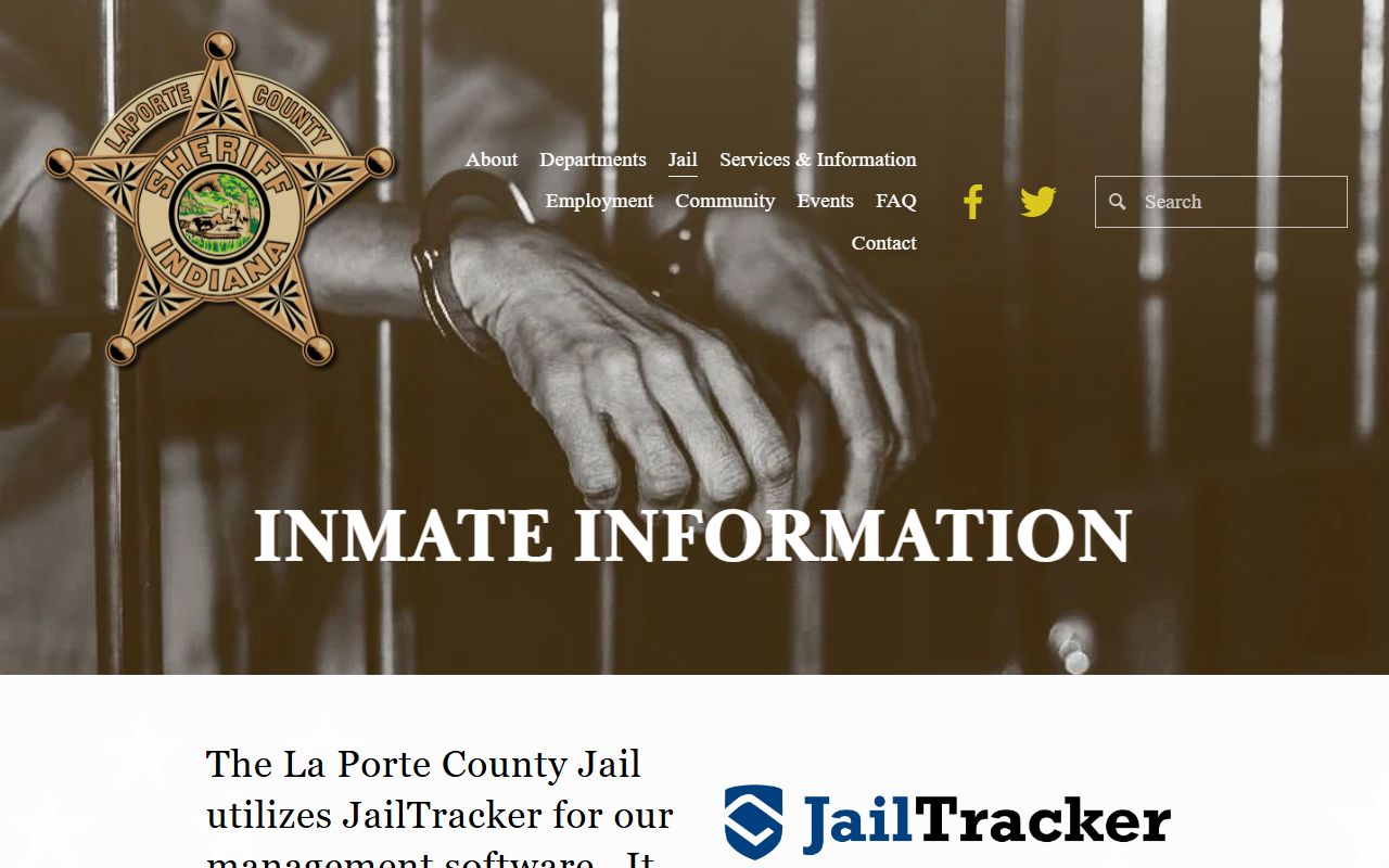 LaPorte County inmate information page for current jail roster