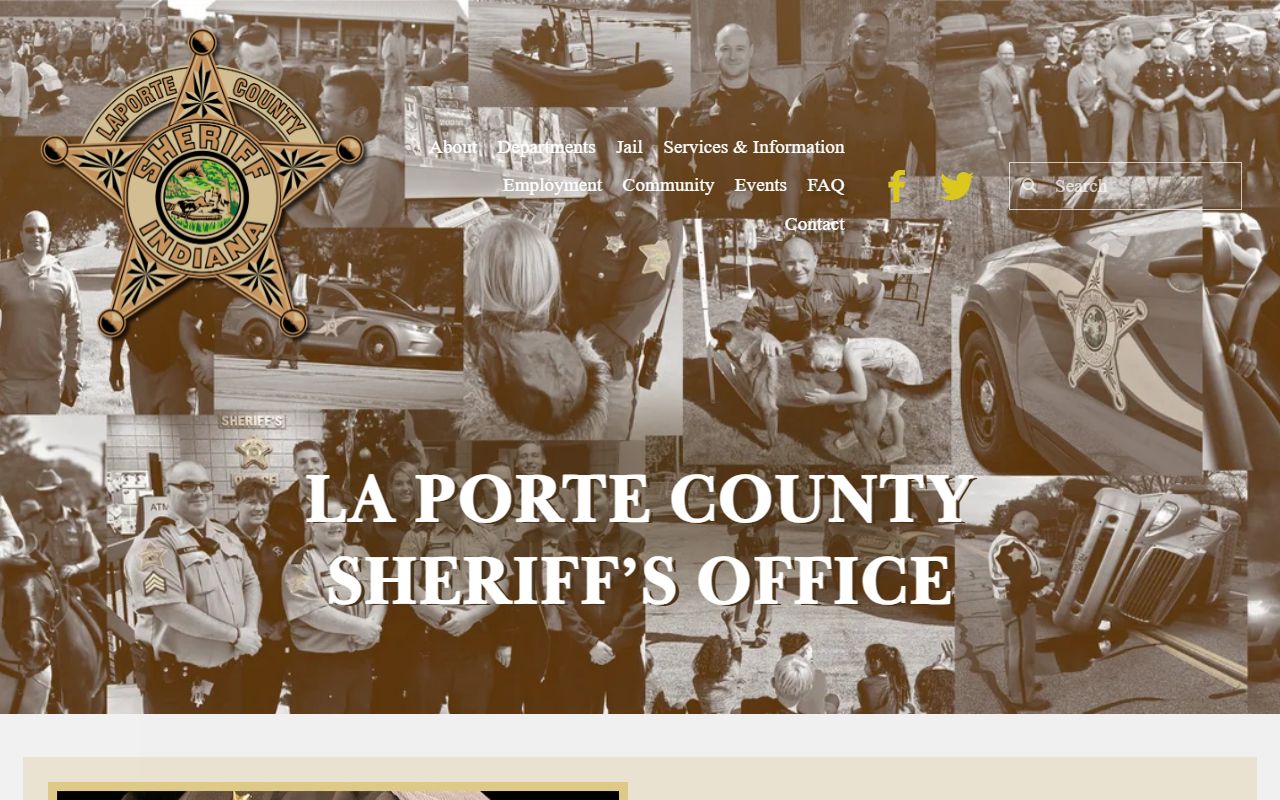 LaPorte County Sheriff Office homepage for booking records