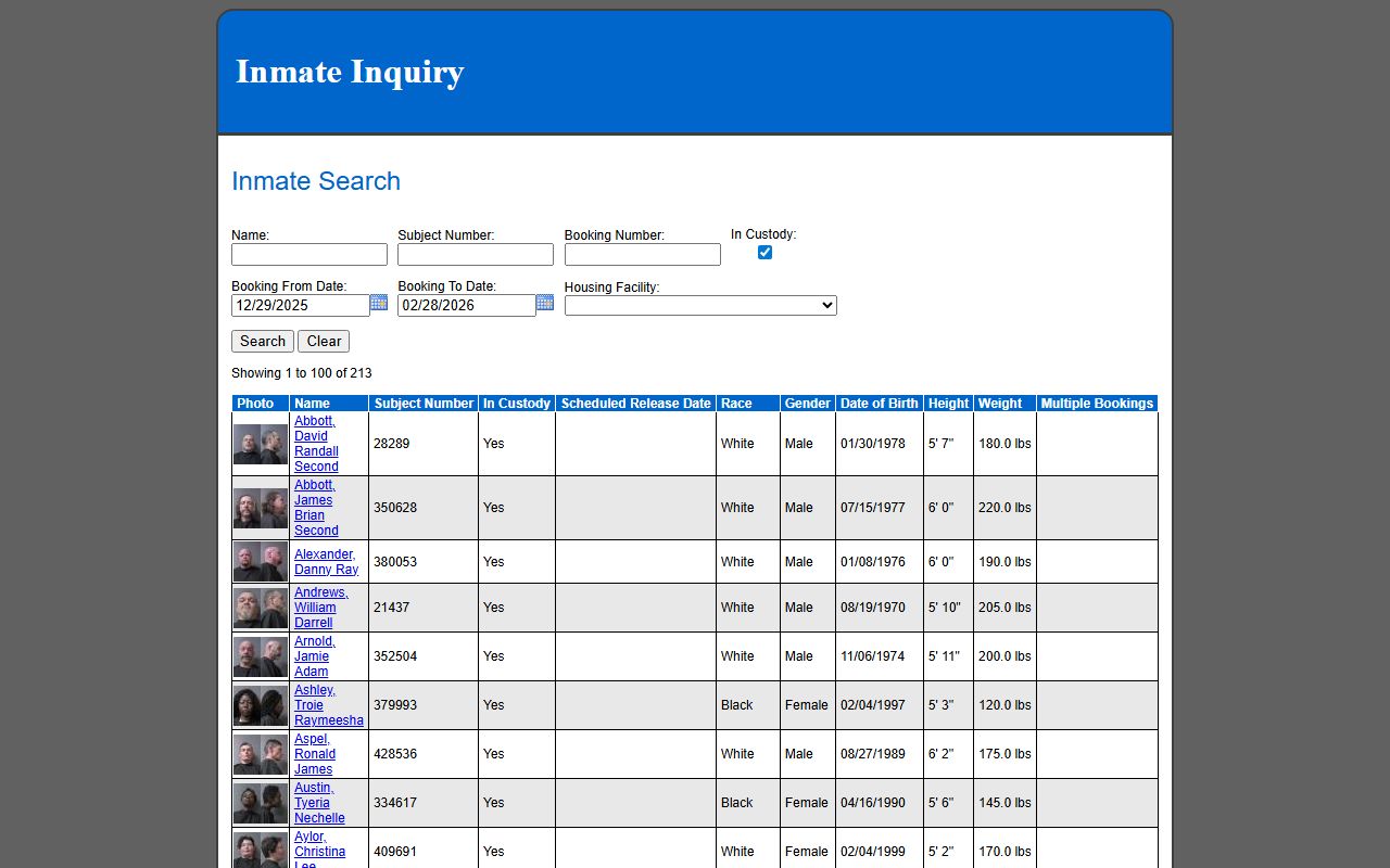Madison County jail inmate search portal for arrest records