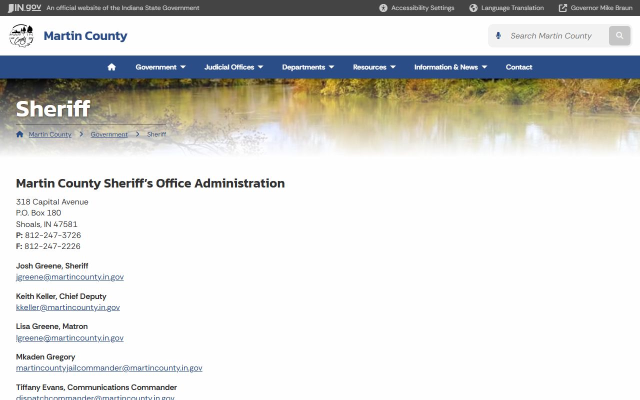 Martin County Sheriff's Office page for arrest records