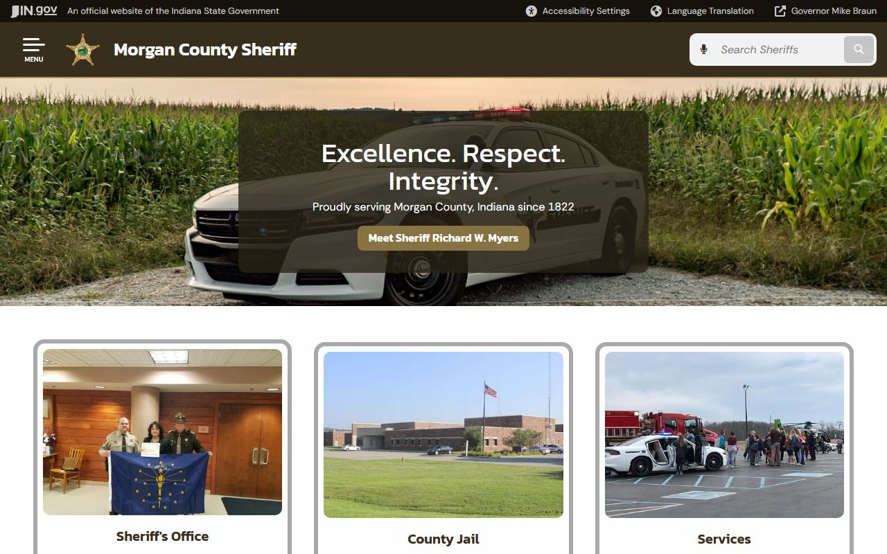 Morgan County Sheriff Office page with arrest records contact information