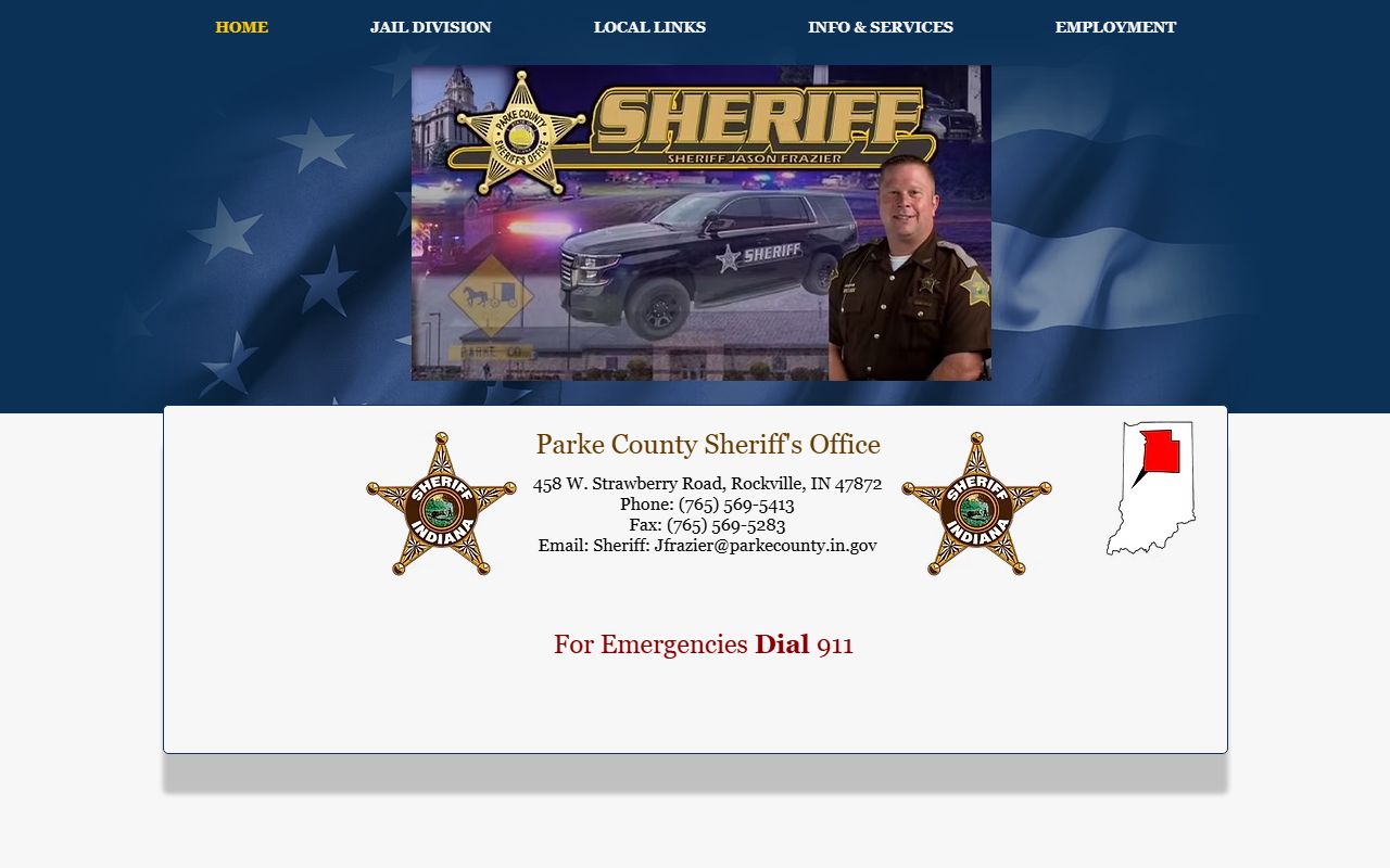 Parke County Sheriff Office website with arrest records information in Rockville