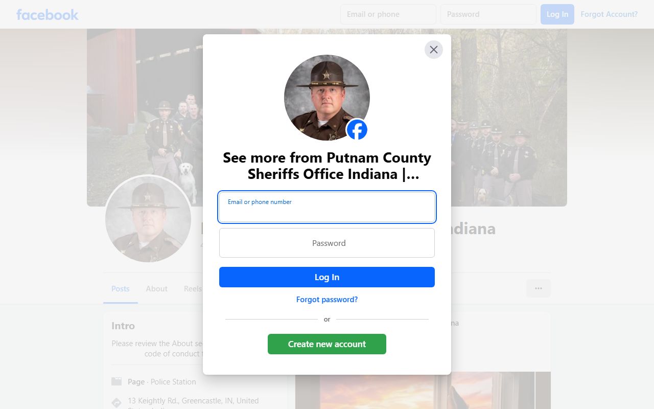 Putnam County Sheriff Facebook page with arrest and public safety updates