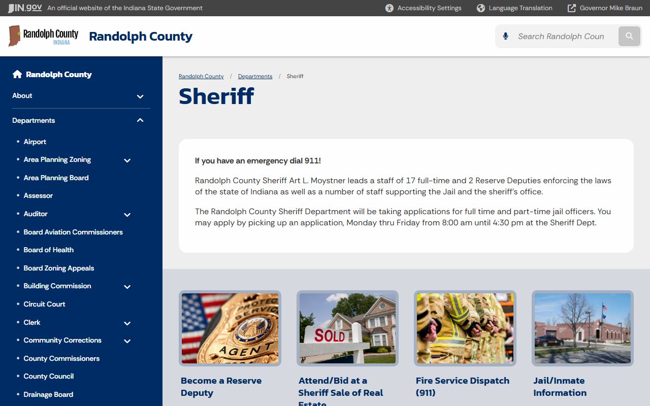 Randolph County Sheriff's Office website for arrest records