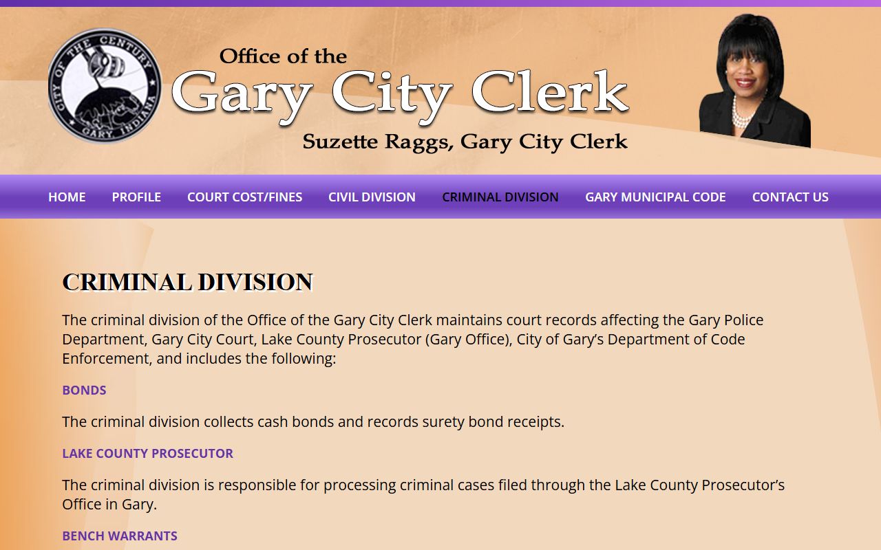 Gary City Court Criminal Division for arrest records