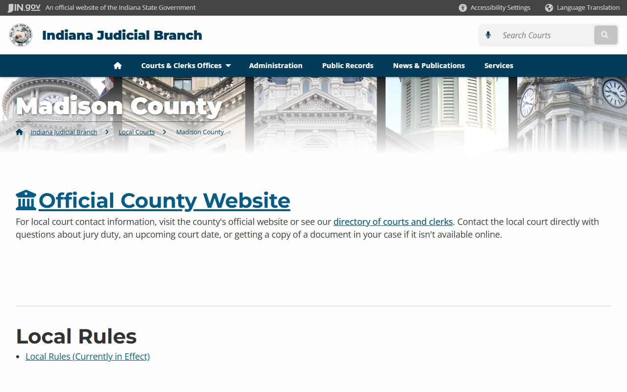 Indiana state court portal for Madison County