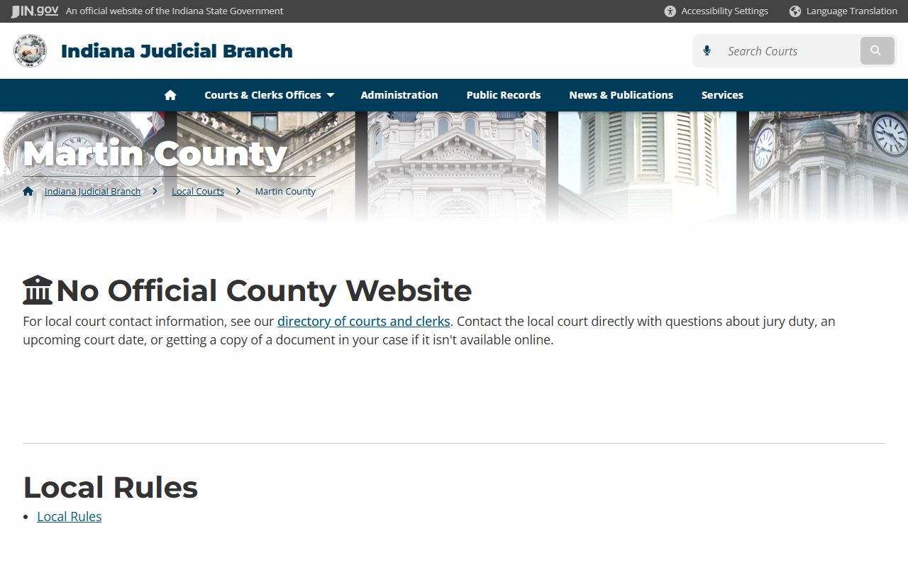 Indiana state court portal for Martin County