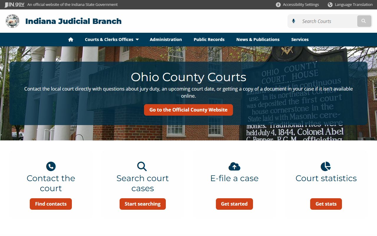 State court portal for Ohio County arrest records and case search